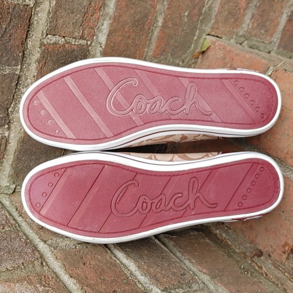 Coach Brodi Signature Tan Canvas and Burgandy Patent Sneakers Size 8 (2103) - Picture 8 of 9